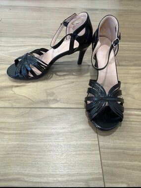 Black Strappy Heeled Sandals - Elegant Women's Dress Shoes